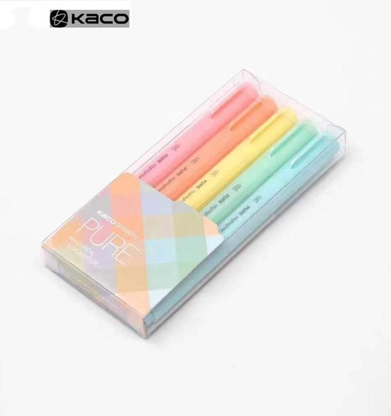 

highlighters kacogreen pure macaron highlighter markers color rough strokes highlight large-capacity fluorescent pastel marker pens student, Black;red