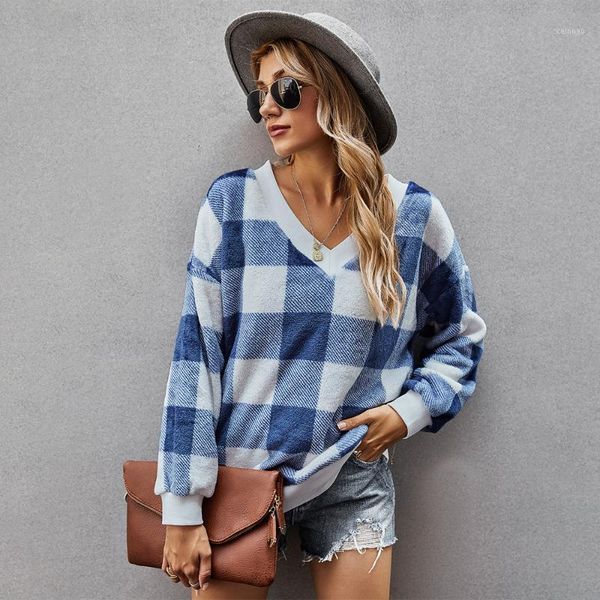 

autumn winter paid sweater classic v-neck blue long sleeve elegant ropa de mujer 2021 with neck femme women's sweaters, White;black