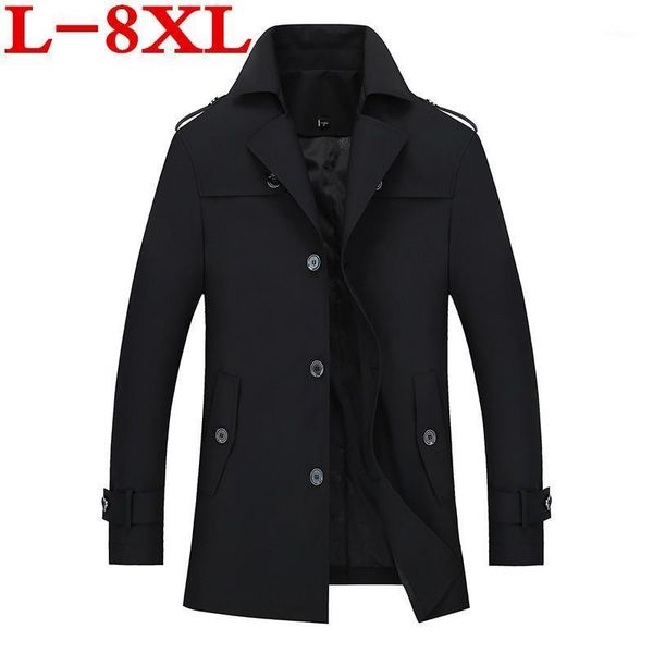 

men's jackets 8xl plus size spring mens trench coat slim fit long coats men british style business outwear classic windbreaker, Black;brown