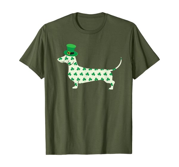 

st. patricks day dachshund weiner dog shirt, White;black