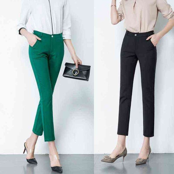 

office lady solid pencil pants women plus size s-4xl fashion ankle-length trousers spring casual slim elastic sweatpants female 211124, Black;white