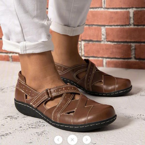 

woman summer leather vintage sandals buckle casual sewing women shoes female ladies platform retro sandalias date, Black