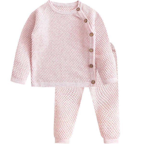 Langarm-Kleidungssets für Neugeborene, Baby-Mädchen-Jungen-Mode-Herbst-Winter-Kleidungsanzug aus festem Woll-Strickstoff, Säuglings-Jungen-Sets G1023