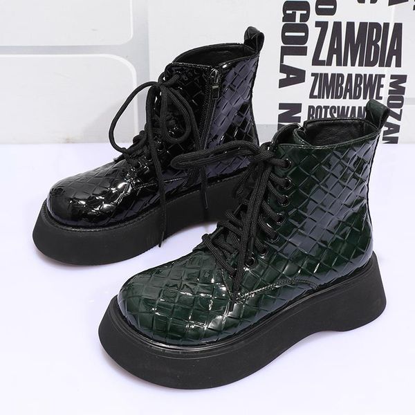 

boots 2021 leather boots, thick sole, breathable ankle british style motorcycle, all-match women's fashion shoes, Black