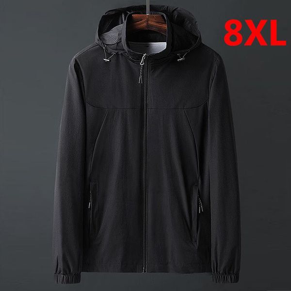 

men's jackets 8xl big size men oversize jacket windbreaker black solid color autumn coat casual fashion outwear plus hx561, Black;brown