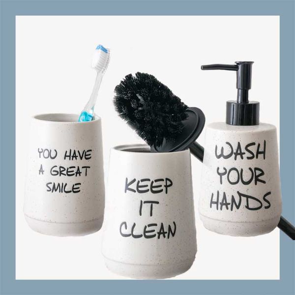 

bath accessory set bathroom hardware ceramic toothbrush holder soap dispanser toilet brush luxury accessories beige