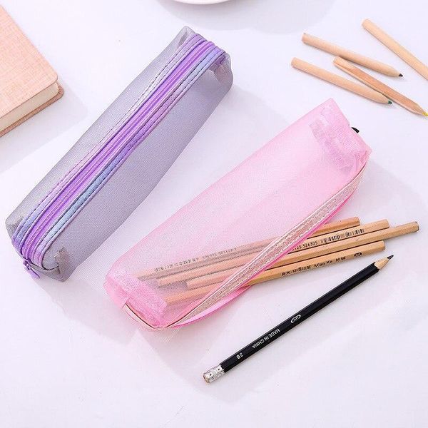 

mesh cosmetic bag transparent cute pencil case pouch for girls school supplies bags
