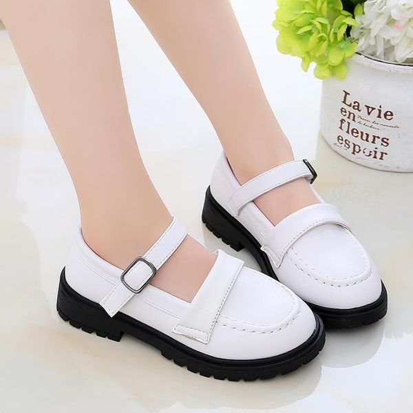 

flat shoes luxury children' 2021 girls autumn princess british style leather kids soft sole single, Black;grey