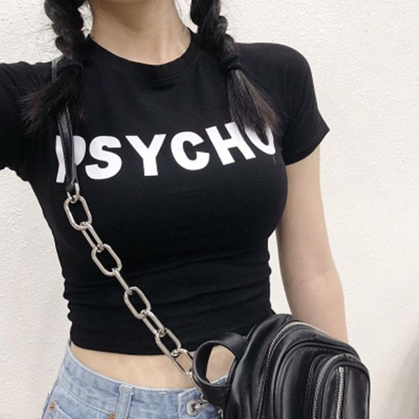 

women's t-shirt navel bare short sleeve letters print crop women fashion streetwear party club female t-shirts 2021 summer graphic, White