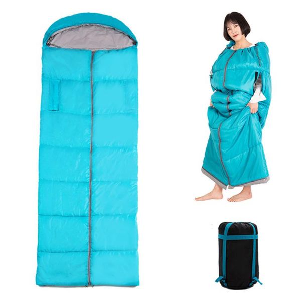 

sleeping bags lengthened waterproof design bag can reach out hand fleece material lining outdoor camping warm