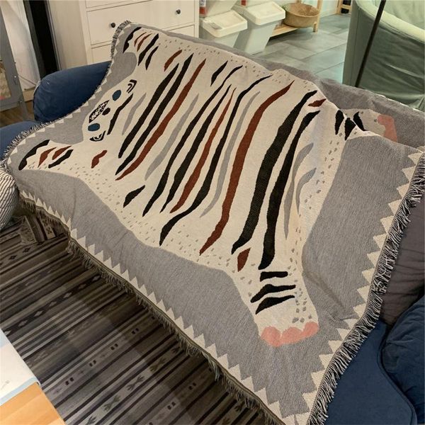 

blankets ffo stripe tiger woven throw blanket turkish carpet mat reversible cotton tapestry for sofa couch bed cover