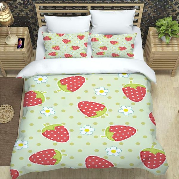 

bedding sets strawberry set single twin full  king size fruit bed aldult kid bedroom duvetcover 3d print 011