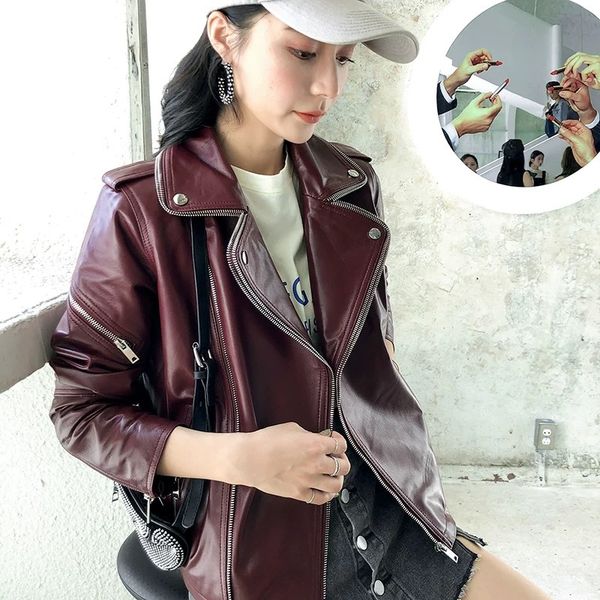 

jackets woman coats natural 100% jackets female windbreaker sheepskin leather overcoat full sleeve, Black;brown
