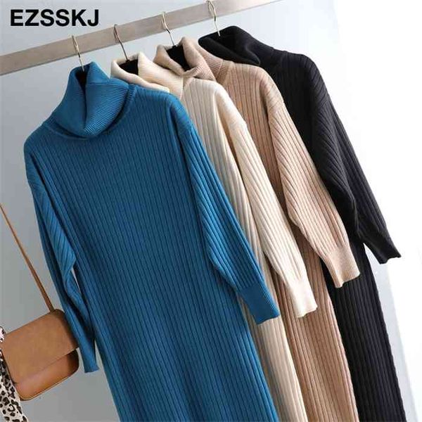 

autumn winter long highneck straight sweater dress women casual oversize sweater dresses maix thi basic knit dress, Black;gray