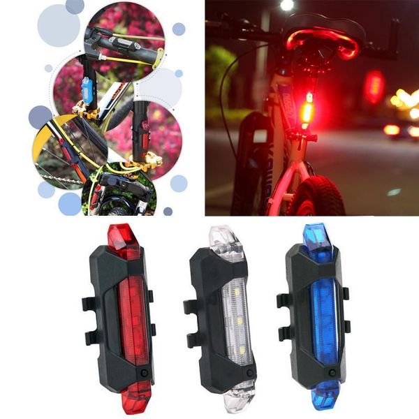 

bicycle tail light bike rear mtb cycling usb led rechargeable indicator safety warning taillamp accessories lights