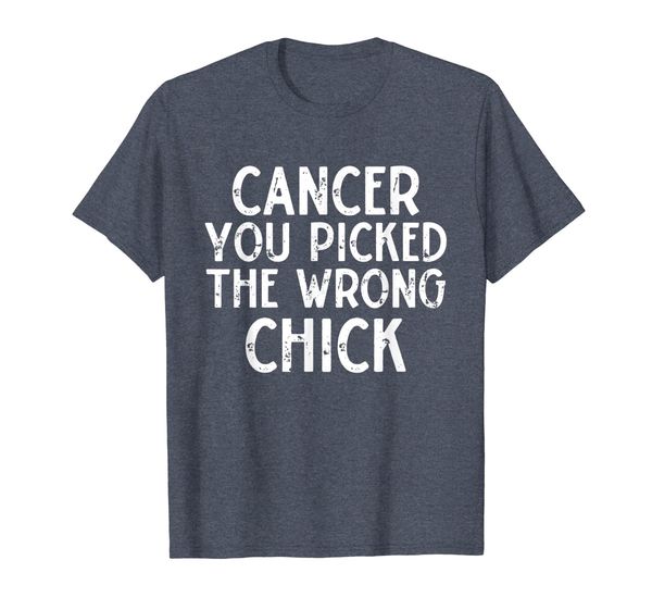 

cancer you picked the wrong chick surviror t-shirt, White;black