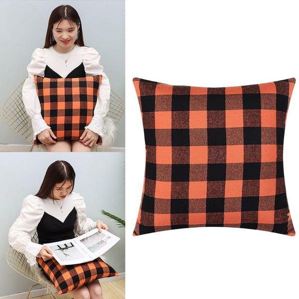 

pillow case decoration halloween home plaid cover cotton sofa cushion