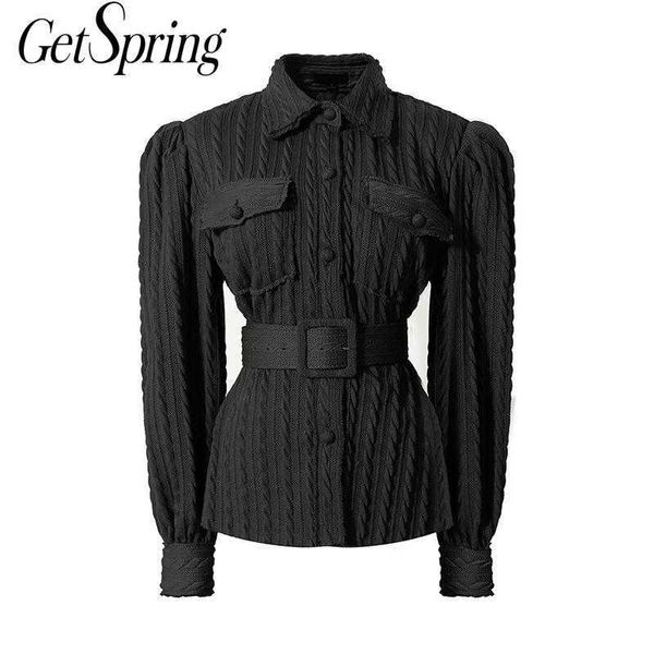 

getspring women sweater retro twist belt cardigan coat vintage knitwear long sleeve single breasted knit 210601, White