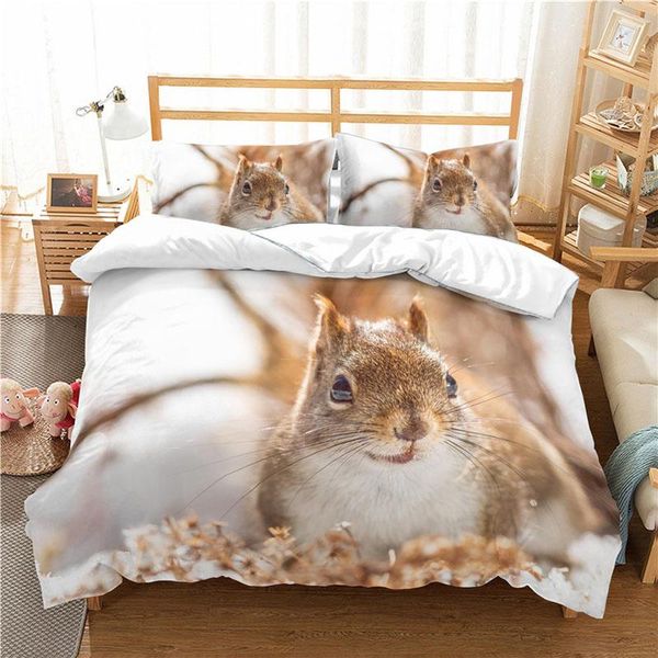

bedding sets set luxury 3d cute squirrel print 2/3pcs animal duvet cover pillowcase for kid home textile single//king size