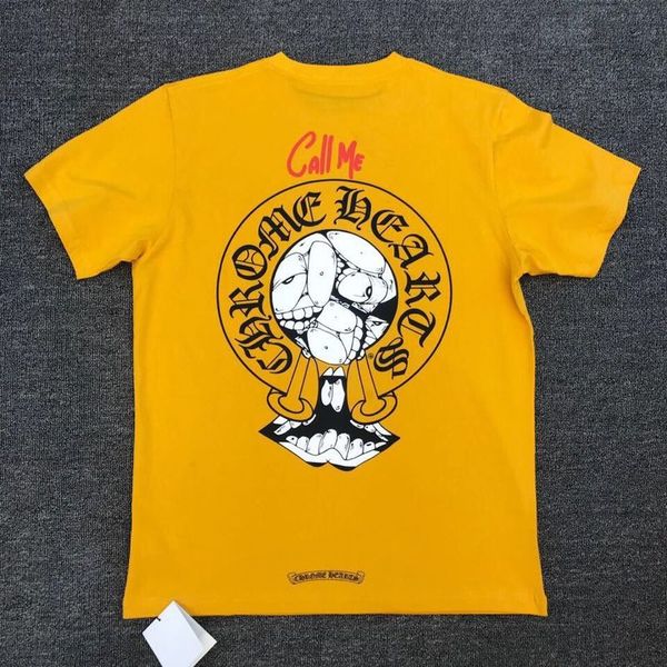 

men's spring summer croxin and women's printing couple turmeric graffiti fashion brand loose short sleeve t-shirt, White