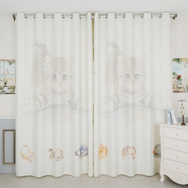 

personal tailor 2x grommet window drapery curtain nursery kids children room dressing tulle 200x260cm cat white & drapes