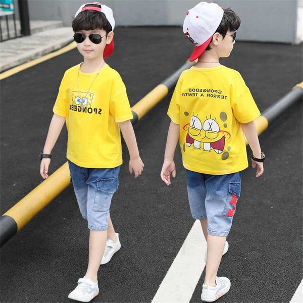 Sommer Baby Jungen Kleidung Anzug Streifen Baumwolle T-shirt + Jeans Hose 2PCS Set Infant Neugeborenen Kleidung 3 4 5 6 7 8 9 10 11 12 jahre X0802