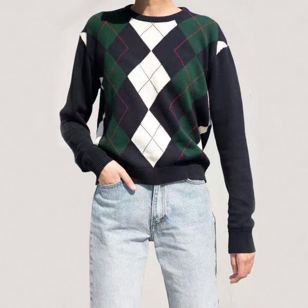 

women cluster diamond knit jumper women's sweaters, White;black