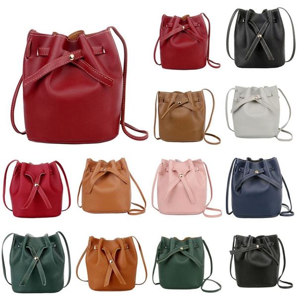 

women's bag 2021 solid color bucket spring and summer ladies shoulder bags