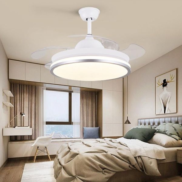 

led ceiling fan lamp with remote control circular dc frequency for bedroom decoration, retractable and reversible fans