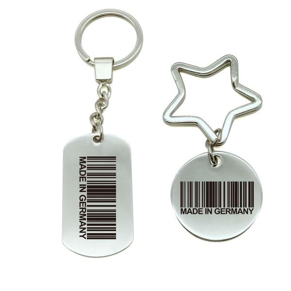 

keychains made in germany bar code fashion key chain men women trinket car ring keychain jewelry gift metal on bag s6-3775, Silver