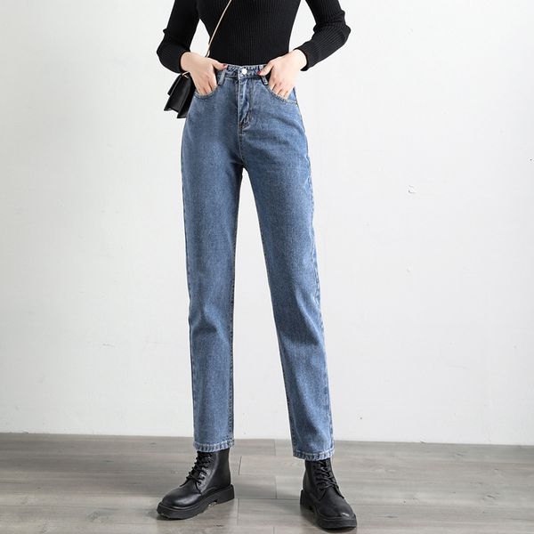 

high-waisted blue belt women's street-style cotton mom jeans plus-size female boyfriend denim pants vintage harem