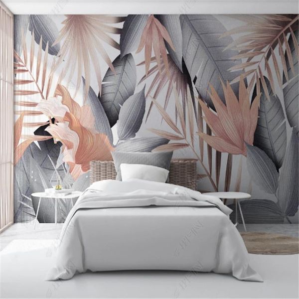 

wallpapers nordic modern abstract leaf plant wallpaper for living room bedroom tv background wall paper home decor mural papel de parede