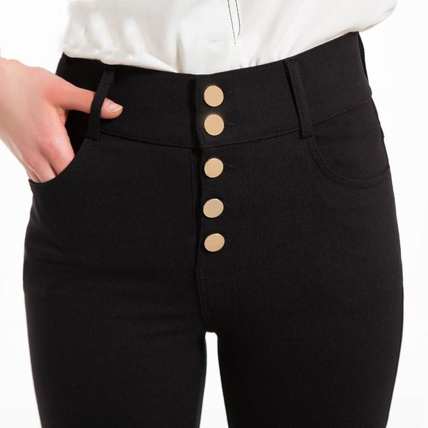 

summer high waist legging skinny denim jeans pants button women strechy pencil trousers black jeggings for female women's, Blue