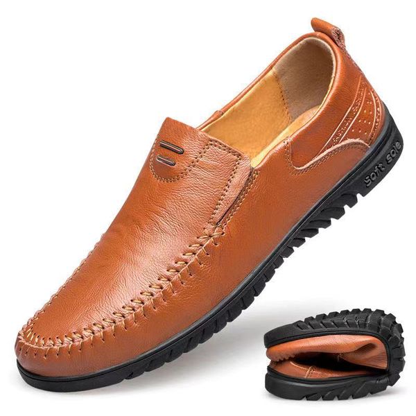 

casual leather dress shoes men's korean version of british black summer 2021 trendy shoe breathable lazy size 39-44