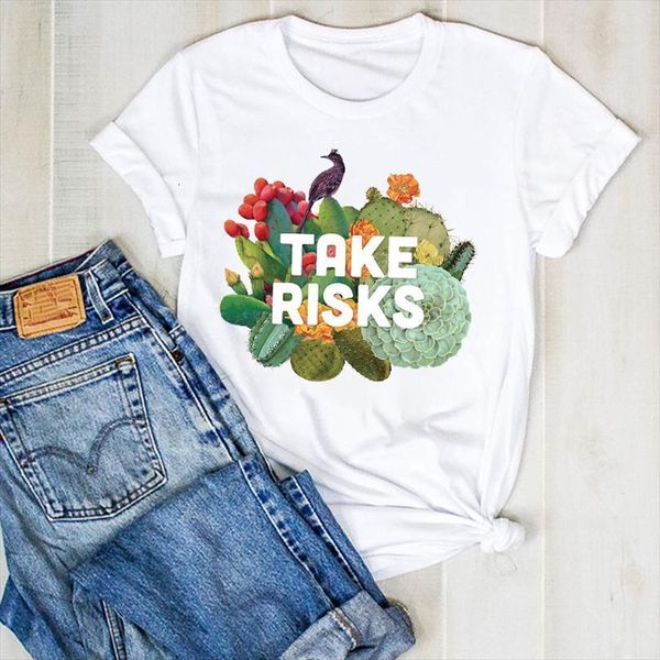 

men lady plant summer flower mens t shirt 90s cactus print ladies tee female clothes graphic, White;black