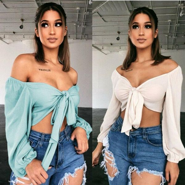 

women's t-shirt women off shoulder casual bralet cami strapless crop, White