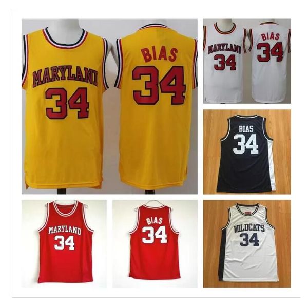 

34 maryland college jerseys stitched mens len bias maryland northwestern wildcats high school basketball jersey, Black