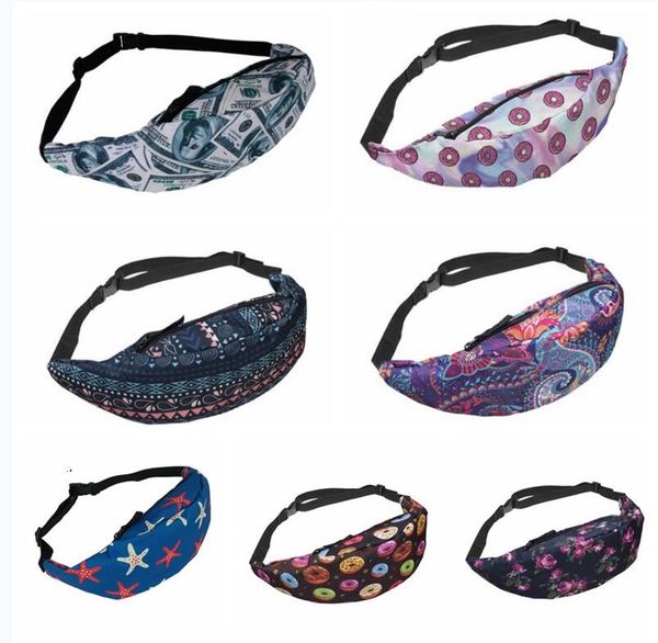 

fanny pack for men women watercolor dollar donut waist bag hip pack for travel hiking running outdoor sports casual packs belt pouch
