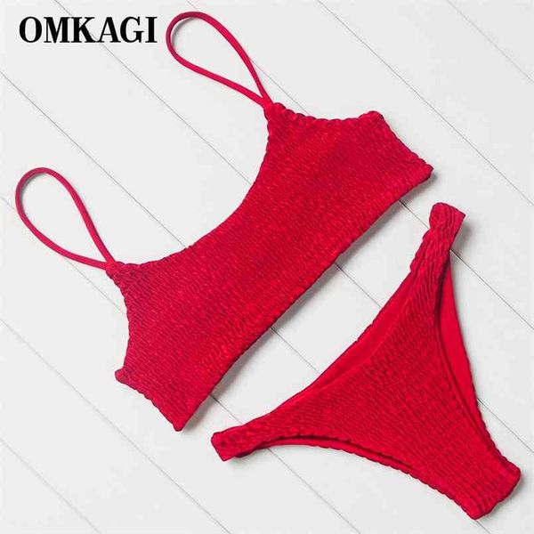 

omkagi brazilian bikini swimsuit women swimwear off shoulder push up thong bikinis set swimming bathing suit beachwear 210722, White;black