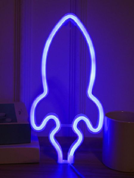 

night lights planet rocket led neon light colorful rainbow sign for room home party bar wedding decoration xmas gift lamp