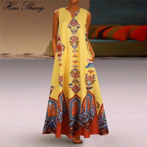 

casual dresses women a line dress plus size 5xl 2021 streetwear v neck sleeveless retro printing vintage ladies tunic maxi long, Black;gray