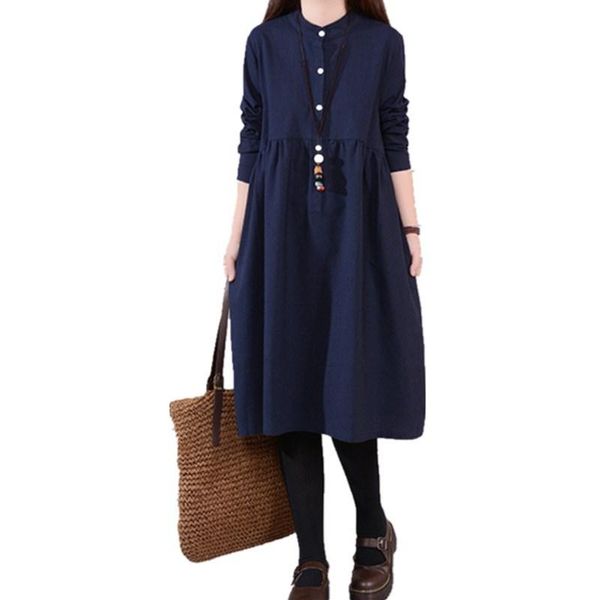 

maternity dresses clothes for pregnant women plus size dress loose large solid color long sleeve cotton elegant, White