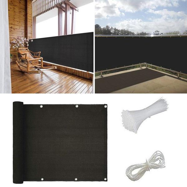 

shade 1pcs balcony anti-uv net black gray screen hdpe privacy fence panel outdoor garden sun 90*500cm