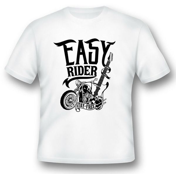 

om of an easy rider motorcycle black or white tee, White;black