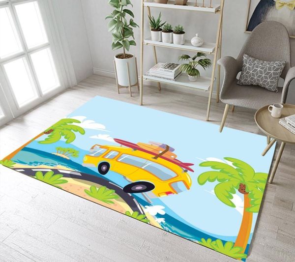 

bath mats indoor children's room floor area mat dining cushion bathroom carpets home non-slip rug cartoon motor tropical trees
