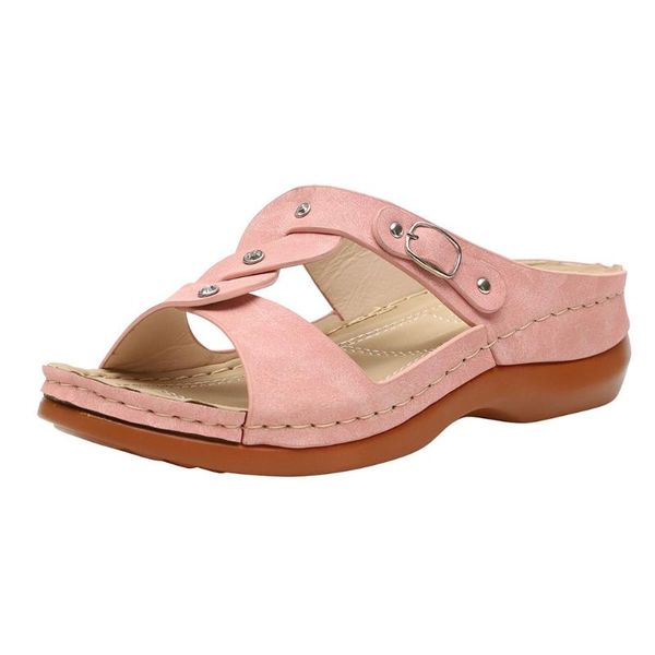 

slippers women summer buckle strap wedges beach open toe breathable sandals fashion shoes, Black