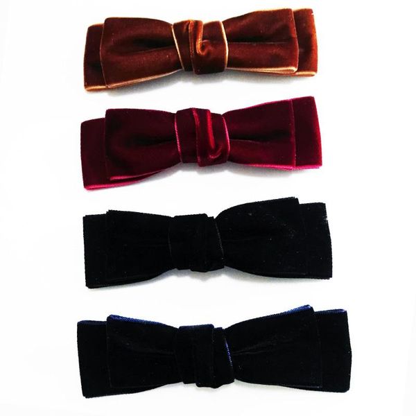 

hair accessories fashion girls velvet bows handmade korean double layers bow clips, Slivery;white