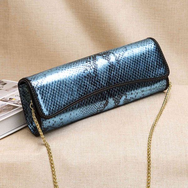 

genuine leather luxury weeding clutch bags women's handbags serpentine printing retro elegant party purse shoulder bag