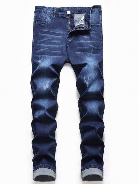 

romwe guys cat whisker ripped jeans a1bt#, Blue