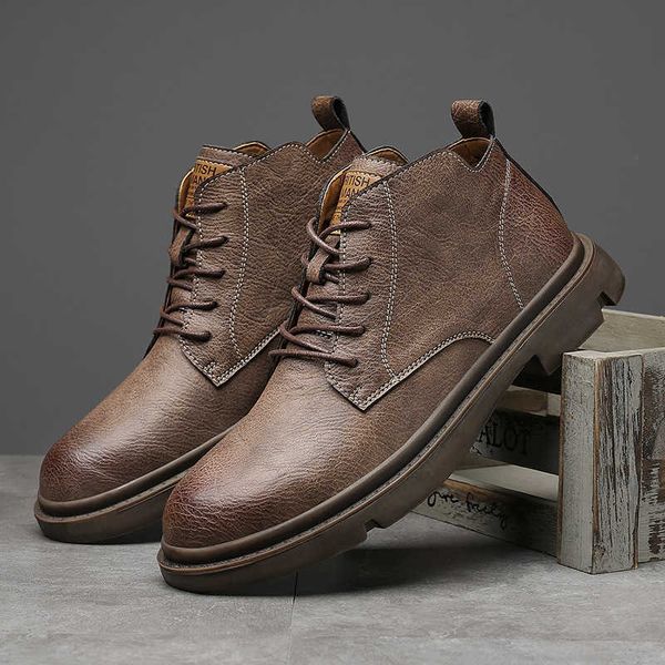 

in the autumn of 2021, super fiber lear rubber outsole trend, fashion rt, breathable men's martin boots, Black